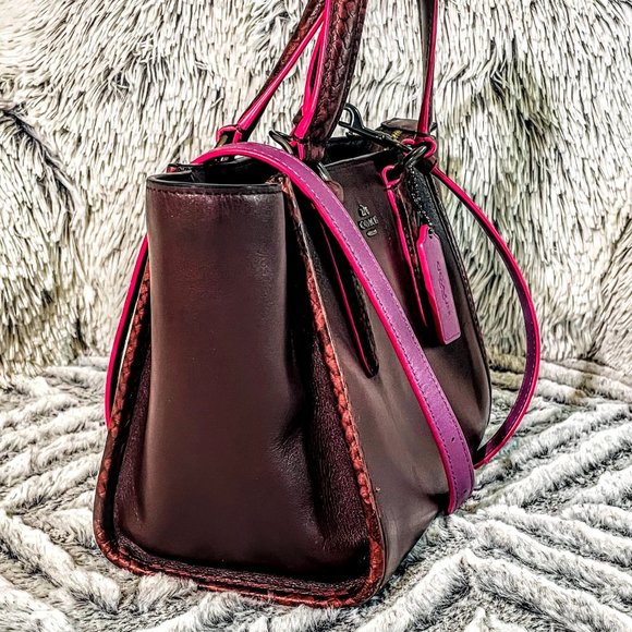 EUC - COACH CROSBY CARRYALL 21 w/EDGEPAINT AND PYTHON EMBOSSED HANDLES (F20894) - Picture 4 of 12